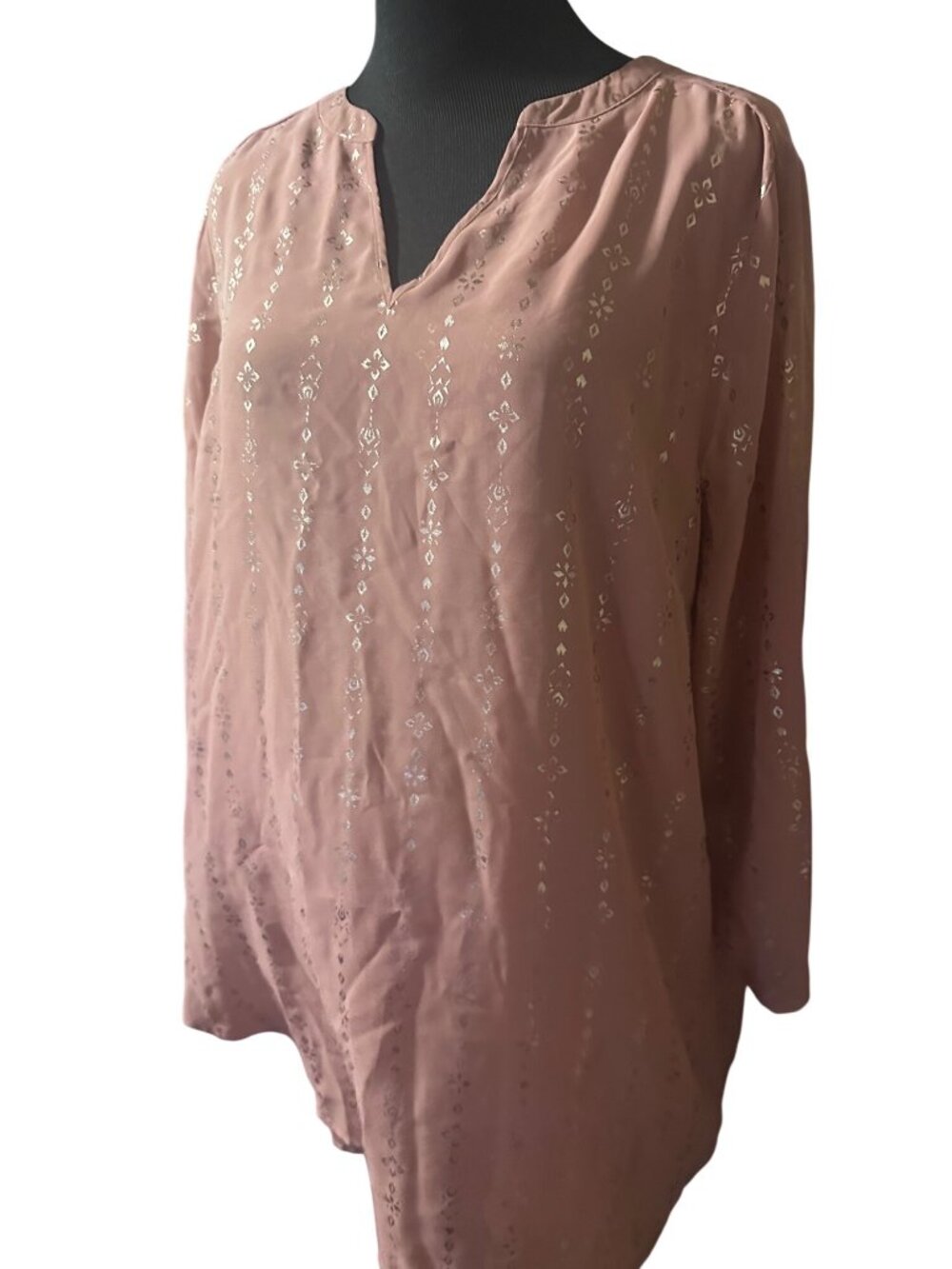 Maurices pink and gold roll tab sleeve top size XL